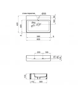 Раковина Qtap Nando 600х420х130 Matt black з донним клапаном QT1211K4041MB