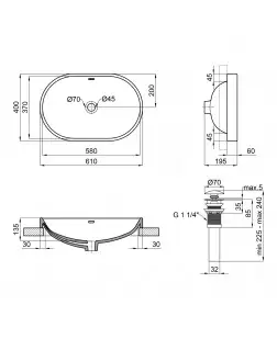 Раковина Qtap Leo 590x400x170 White з донним клапаном QT11114028W