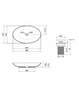 Раковина-чаша Qtap Dove 680х420х120 White з донним клапаном QT0611K160W