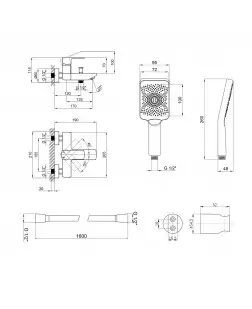 Комплект Qtap Lipno: Змішувач для ванни QTNH3023101DG + душовий комплект (QTRUCA145S1GRP+QTHADPVC160G+QT829910842854GRP)