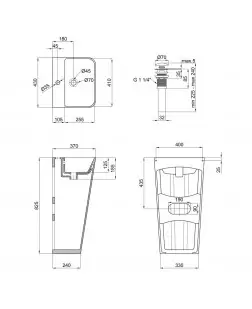 Комплект Qtap Tern: Раковина напольна моноблок 440х380х830 мм White + Донний клапан PU02O