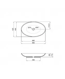 Раковина-чаша Qtap Dove 680х420х120 White QT0611K160WN