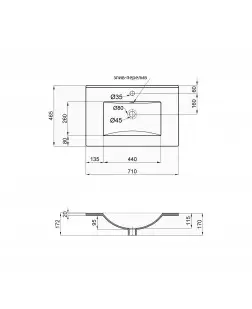 Раковина Qtap Albatross 700х460х180 White без донного клапана QT01113070CW