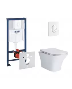 Набір інсталяція 4 в 1 Grohe Rapid SL 38722001 + унітаз з сидінням Qtap Presto QT24332615EW