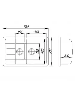 Кухонна мийка з додатковою чашею Lidz 780x495/200 STO-10 (LIDZSTO10780495200)