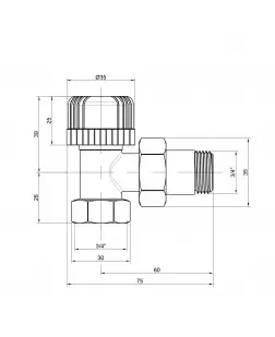 Кран радіаторний Icma 3/4" 30х1,5 кутовий №778