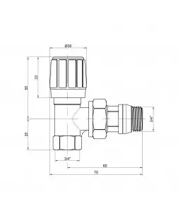 Кран радіаторний Icma 3/4" 28х1,5 з антипротіканням кутовий №974