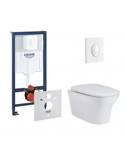 Набір інсталяція 4 в 1 Grohe Rapid SL 38722001 + унітаз з сидінням Qtap Gemini QT25332614EW