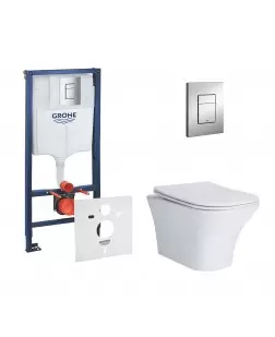 Набір інсталяція 4 в 1 Grohe Rapid SL 38772001 + унітаз з сидінням Qtap Presto QT24332615EW