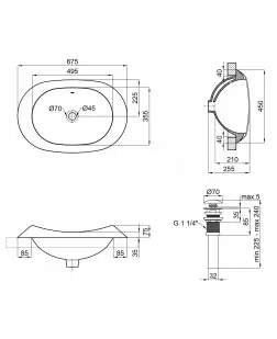 Раковина Qtap Leo 660x425x250 White з донним клапаном QT11114032W