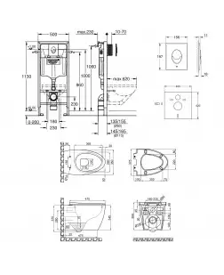 Набір інсталяція 4 в 1 Grohe Rapid SL 38722001 + унітаз з сидінням Qtap Leo QT11331002ERW