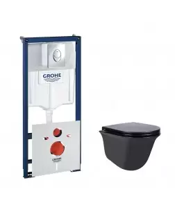 Набір інсталяція 4 в 1 Grohe Rapid SL 38721001 + унітаз з сидінням Qtap Virgo QT1833051ERMB