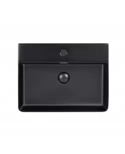 Раковина Qtap Nando LT 600х420х120 Matt black з донним клапаном QT12112173MBMB