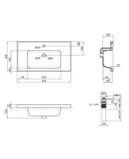 Раковина Qtap Albatross A 900х500х230 White з донним клапаном QT01115090AW