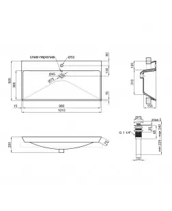 Раковина Qtap Albatross D 1000х500х210 White з донним клапаном QT01115100DW