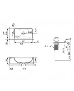 Раковина-чаша Qtap Crow 500х255х130 White з донним клапаном QT0511A010W